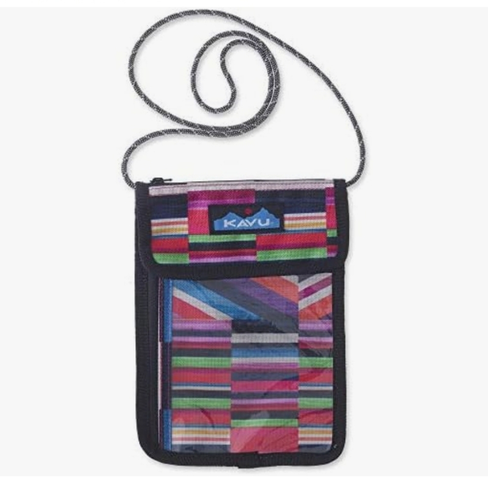 KAVU NWT Keepitclose Jewel Stripe Neck Wallet Pouch/Passport Holder Bag 8"X6"
